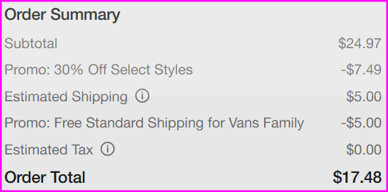 VANS Shoes Extra 30 Off Checkout