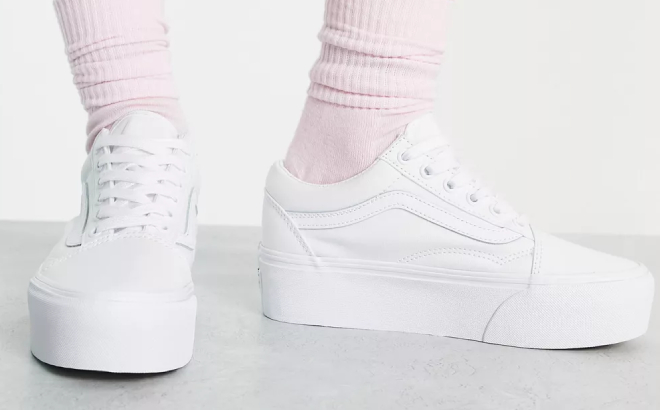 VANS White Canvas Old Skool Stackform Shoes