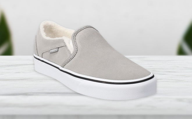 Vans Asher Womens Suede Slip On Shoe on the Table