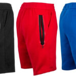 Womens Fleece Active Jogger Shorts in Black Red and Royal Blue Colors