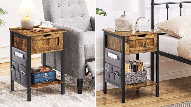 Yaheetech End Table with Storage Drawer and Shelf