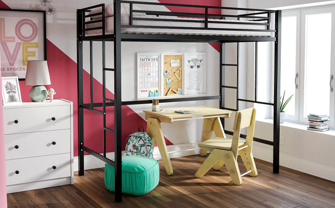 Your Zone Brittain Twin Metal Loft Bed