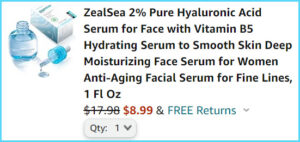 ZealSea Pure Hyaluronic Acid Serum at Checkout