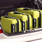 Zimtown Hardside 3 Piece Luggage Set in Butter Yellow Color in the Car Trunk