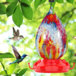a Humminbird Feeder Surrounded by Hummingbirds