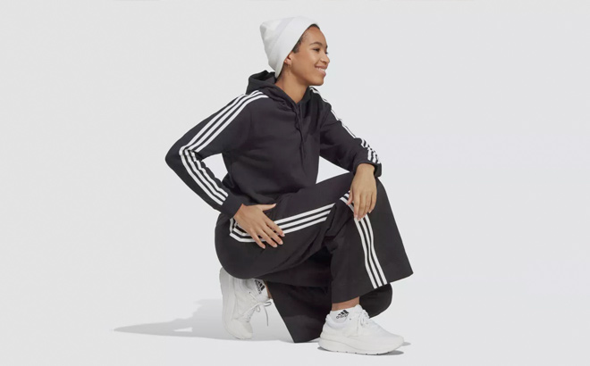 adidas women Essentials 3 Stripes French Terry Crop Hoodie