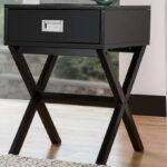 1 Glitzhome Modern Square Shape x Side Table with Drawer