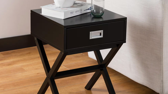 2 Glitzhome Modern Square Shape x Side Table with Drawer