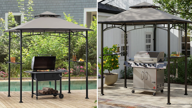 2 Sunjoy Henley 8 Ft W x 5 Ft D Steel Grill Gazebo