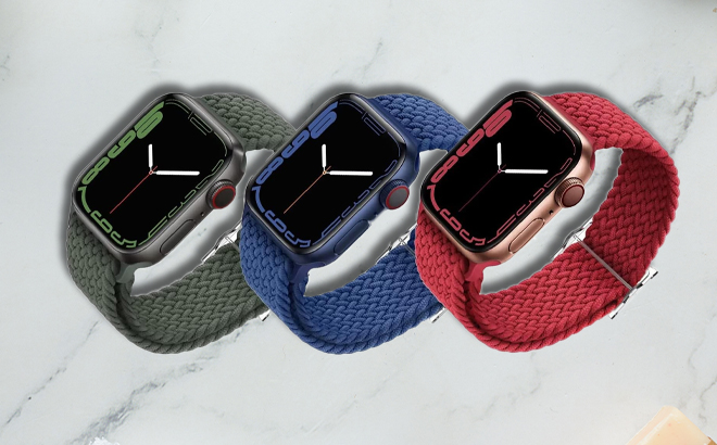 3 Pack Braided Bands Compatible with Apple Watch in Three Colors