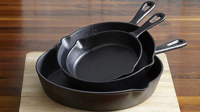 3 Piece Cast Iron Fry Pan Set