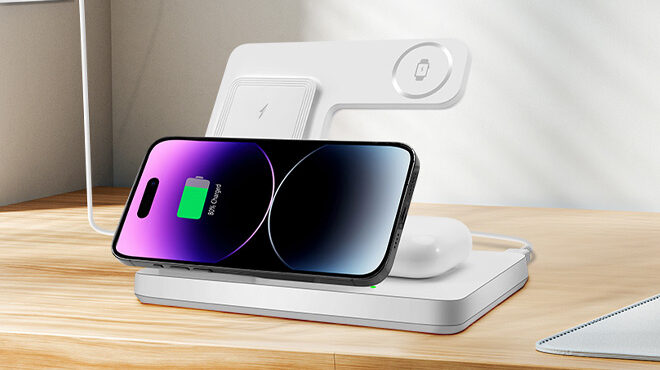 3 in 1 Charging Station for Multiple Devices on the Table