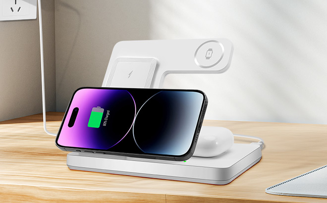 3 in 1 Charging Station for Multiple Devices on the Table