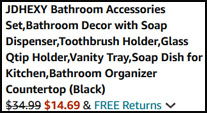 5 Piece Bathroom Accessories Set Order Summary