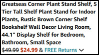 5 Tier Corner Shelf Stand Order Summary