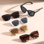 5pcs Cat Eye Fahsion Glasses Big Frame Leopard Frame For Leisure Beach Walking Fashion Glasses