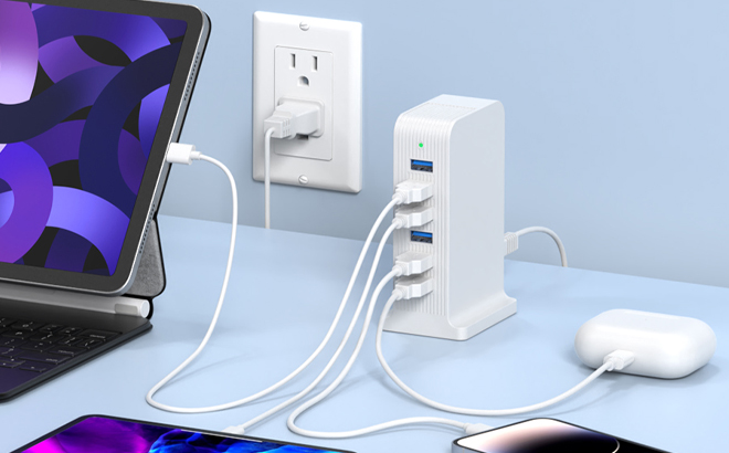 6 Port USB Tower Charging Station