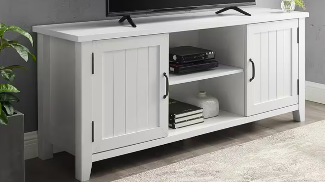9 Walker Edison 58 inch White Wood TV Stand