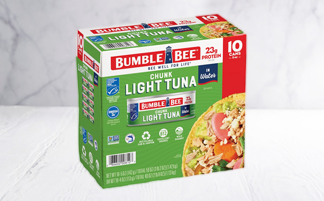 A Box of Bumble Bee Chunk Light Tuna 10 Pack