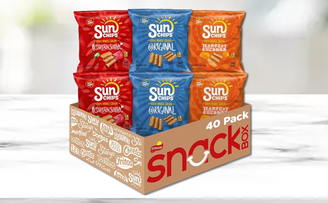 A Box of SunChips Multigrain Snacks on a Table