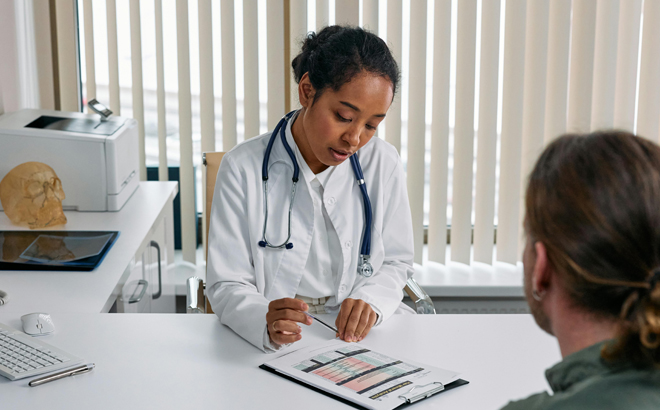 A Doctor and a Patient During a Medical Check-Up in a Doctors Office