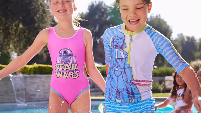 A Girl Wearing Disney Star Wars Girls Swimsuit