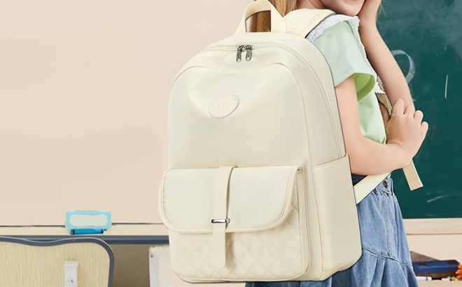 A Girl Wearing the Bluboon College Laptop Backpack