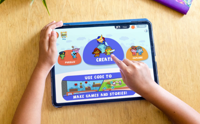 A Kid Learning Coding Through CodeSpark Academy App