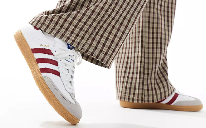 A Man Wearing Adidas Originals Samba Shoes