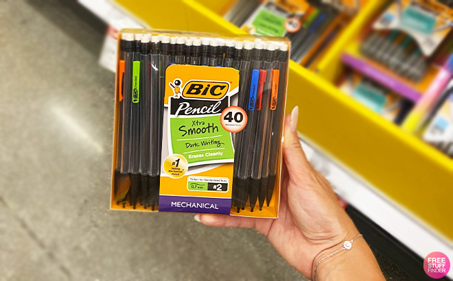 A Person Holding BIC Xtra Smooth Mechanical Pencil 40 Count Pack