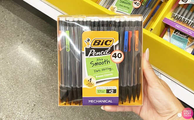 A Person Holding BIC Xtra Smooth Mechanical Pencil 40 Pack