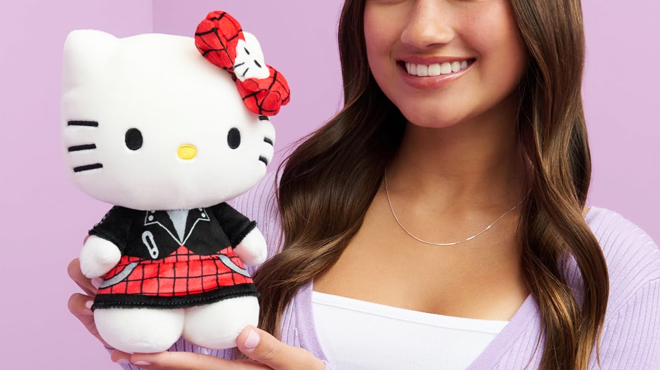 A Person Holding Hello Kitty Red 8 inch Plush