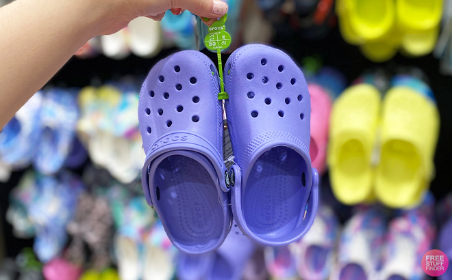 A Person Holding Kids Purple Crocs