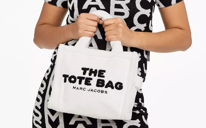 A Person Holding Marc Jacobs Terry Small Tote Bag