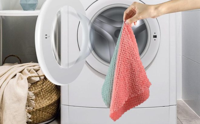 A Person Holding Microfiber Kitchen Towels