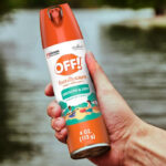 A Person Holding OFF FamilyCare Insect Mosquito Repellent Aerosol