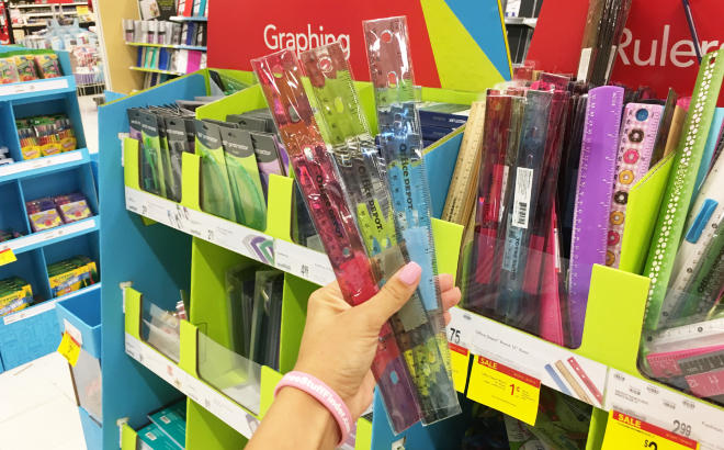 A Person Holding Office Depot Transparent Plastic Rulers