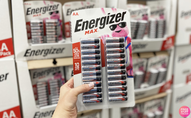 A Person Holding a Pack of Energizer Max AA Batteries