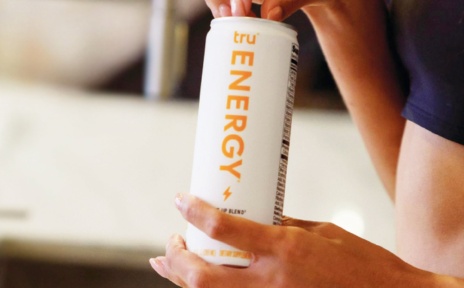 A Person Holding a Tru Energy Seltzer Clean Energy Drink