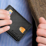 A Person Holding the Slim Rfid Leather Wallet