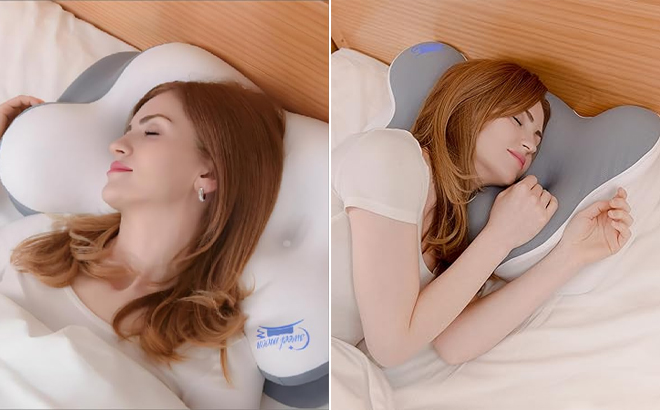 A Person Sleeping on the Cloud Contour Memory Foam Pillow