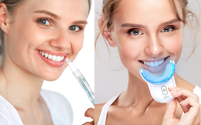 A Person Using Teeth Whitening Kit