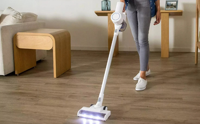 A Person Using Tineco LiteVak Cordless Stick Vacuum