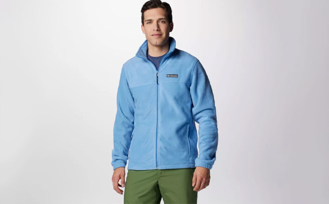 A Person Wearing Columbia Mens Steens Mountain Full Zip Fleece Jacket