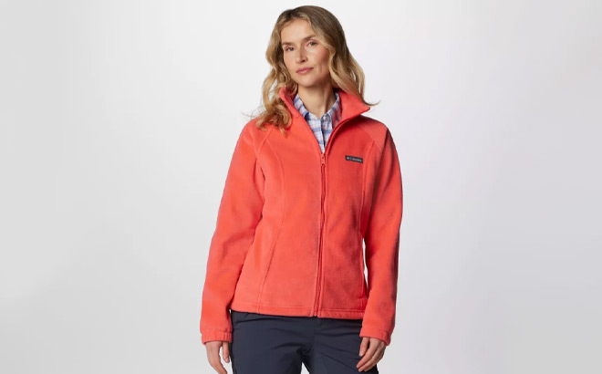 A Person Wearing Columbia Womens Benton Springs Full Zip Fleece Jacket