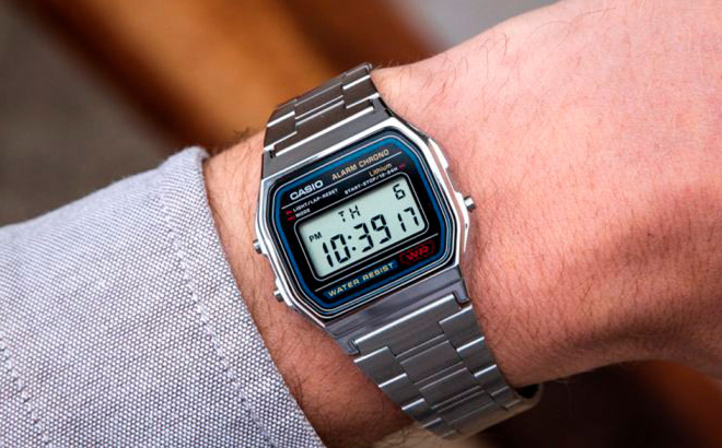 A Person Wearing a Casio Mens Classic Watch