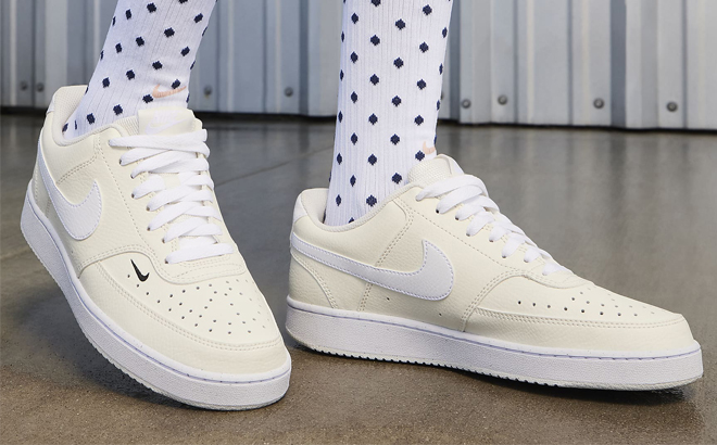 A Person wearing Nike Court Vision Low Next Nature Womens Shoes