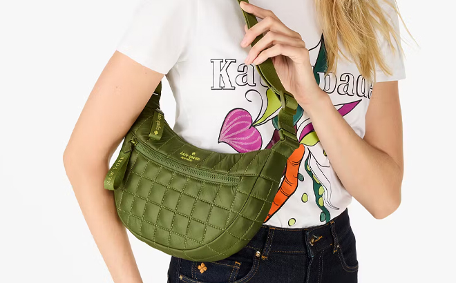 A Woman Wearing Kate Spade Camden Quilted Sling Bag