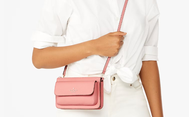 A Woman Wearing Kate Spade Leila Small Crossbody