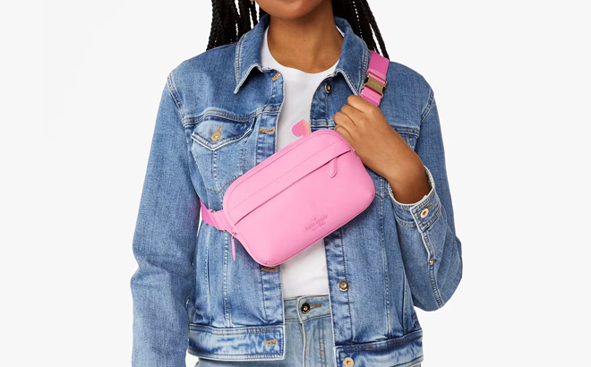 A Woman Wearing Kate Spade Rainbow Collection Belt Bag